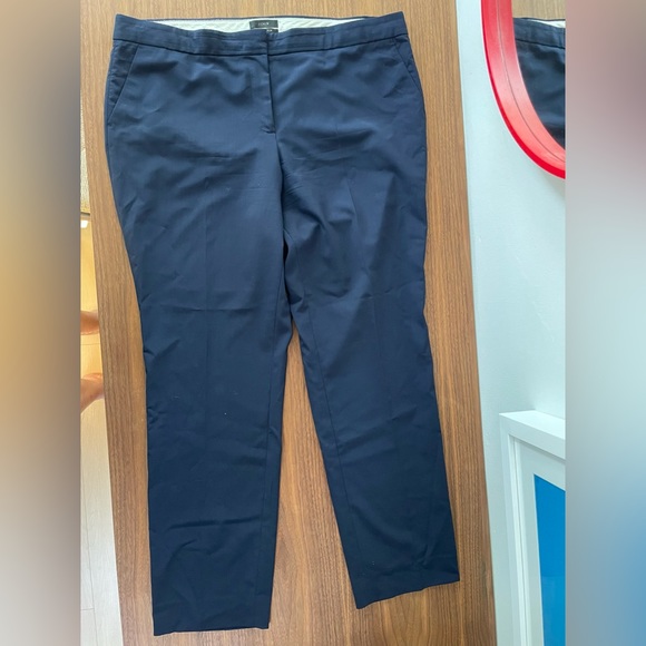 J. Crew Kate Straight Leg Pant in Bi-Stretch in Wool Blend | Navy | Size 16T - Picture 4 of 9